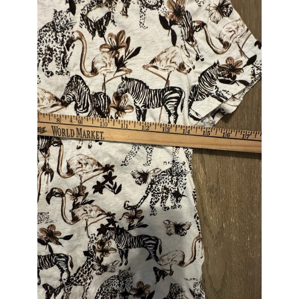 Anthropologie T-Shirt SMALL Padua Safari Print Short Sleeve Crew Neck Casual - Picture 5 of 11